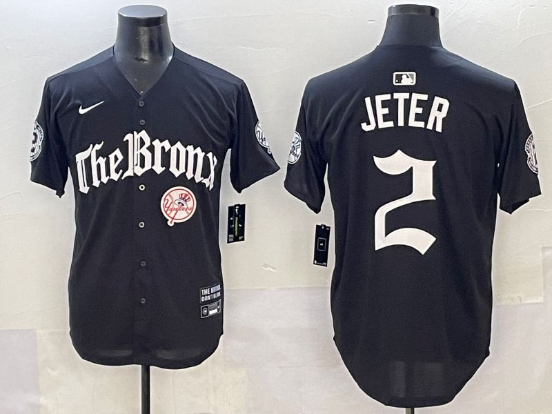 Men 2025 New York Yankees #2 Jeter Black Five generations Joint Name Nike MLB Jersey style 6->new york yankees->MLB Jersey